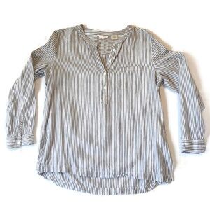 Levi’s Blue White Striped Blouse Women’s Size Medium Long Sleeve 100% Cotton